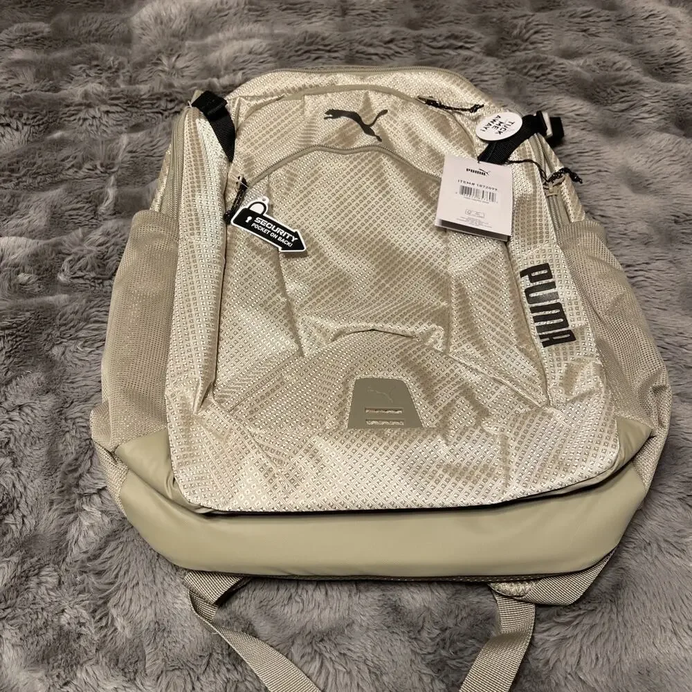 Puma Challenger Performance Backpack New With Tags Tan Reflective Laptop Sleeve
